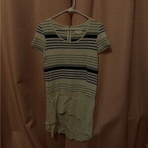 Deletta Black and Cream Striped Short Sleeve Top